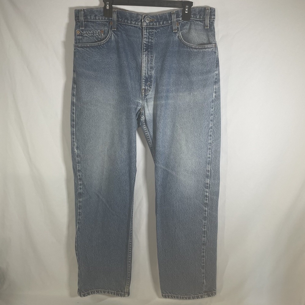 Levis Blue 505 Regular Fit Straight Leg Light Wash Jeans Mens 40 x 30